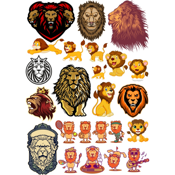 León Vector De Imágenes Prediseñadas Conjunto
