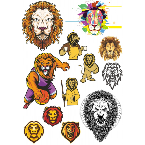 Lion Vektor Klipart Set - Dynamické SVG A PNG Ilustrace Lion Vektor Klipart Set - Dynamické SVG A PNG Ilustrace