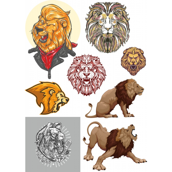 Lion Vektor Klipart Set - Majestátní a Silný, Ilustrace Lion Vektor Klipart Set - Majestátní a Silný, Ilustrace
