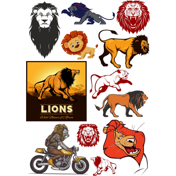 Leone Clipart Vector Set - Premium PNG e SVG Illustrazioni
