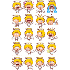 Cute Angel ხასიათი Clipart Bundle - Emotive და