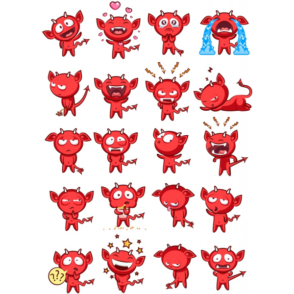 Desene Animate Roșu Diavolul Vector Clipart Set Desene Animate Roșu Diavolul Vector Clipart Set