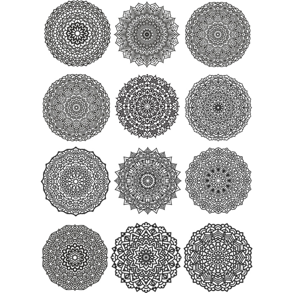 Mandala Vektor Slikovnimi Izrezki Snop - 12 Zapletenih Modelov