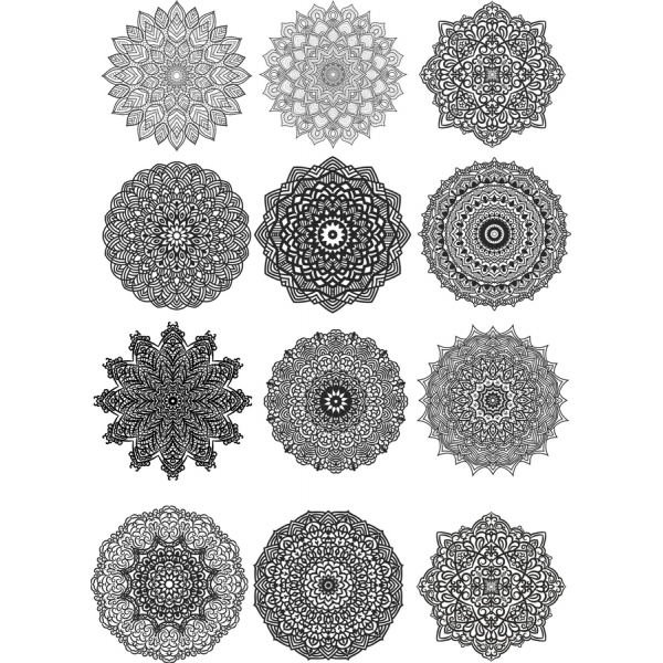 Intricato Mandala Vector Set - 12 Disegnati A Mano Clipart Intricato Mandala Vector Set - 12 Disegnati A Mano Clipart