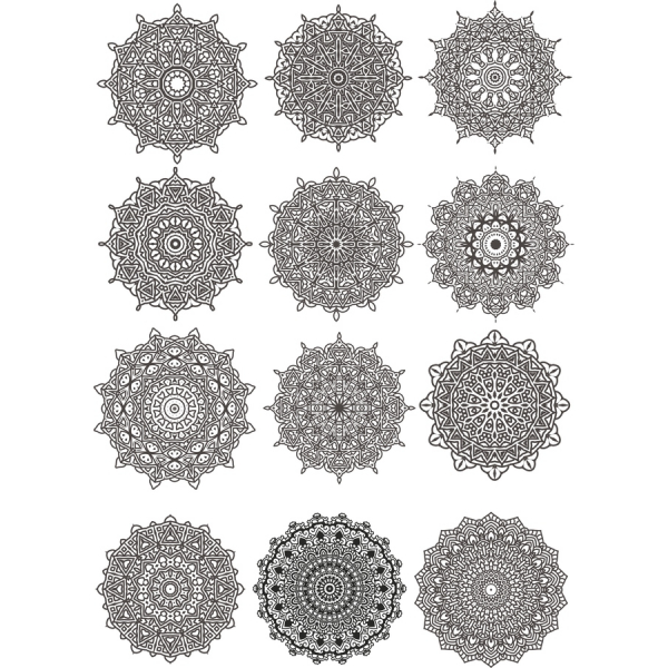 Mandala Vector De Imágenes Prediseñadas Set - 12 Intrincado Ilustraciones Mandala Vector De Imágenes Prediseñadas Set - 12 Intrincado Ilustraciones