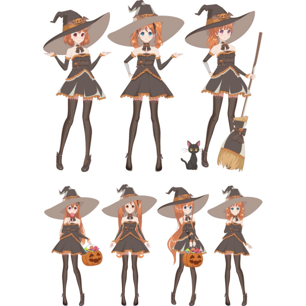 Halloween Witch Karakter Vektor Sæt Halloween Witch Karakter Vektor Sæt