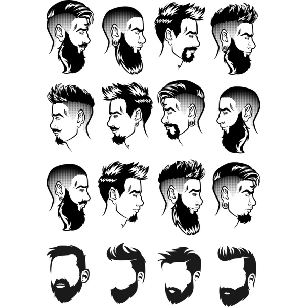 ریش و مدل موهای وکتور کلیپ آرت مجموعه