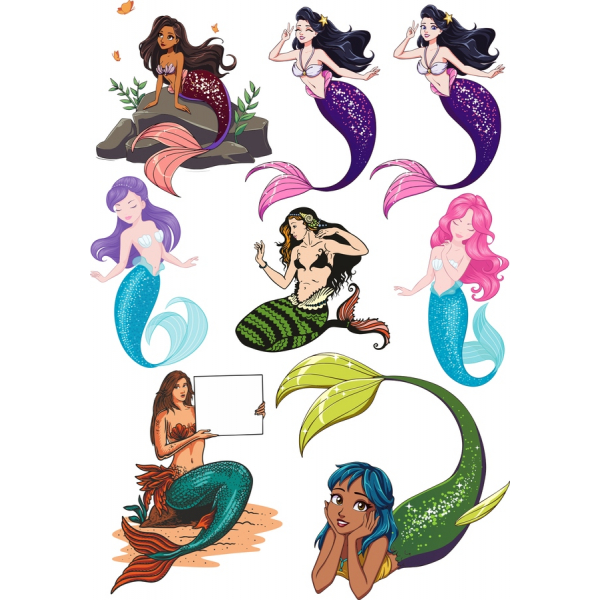 Magično Sirena Vektor Clipart Postavio Magično Sirena Vektor Clipart Postavio
