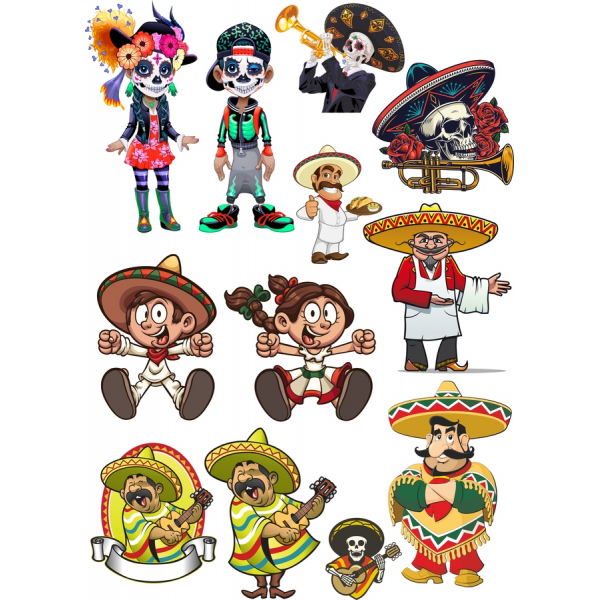 Colorato Messicano Clipart Vector Set