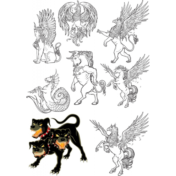 Mythische Tiere Vektor-Clipart-Set Mythische Tiere Vektor-Clipart-Set