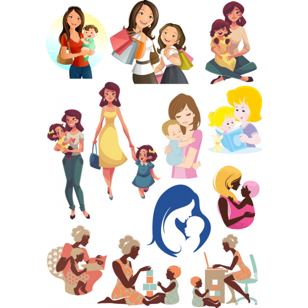 Mama na Mtoto Vector Clipart Kifungu Mama na Mtoto Vector Clipart Kifungu