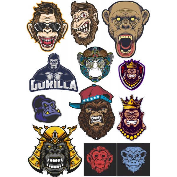 Wild Gorilla Vettoriale Clipart Bundle Wild Gorilla Vettoriale Clipart Bundle