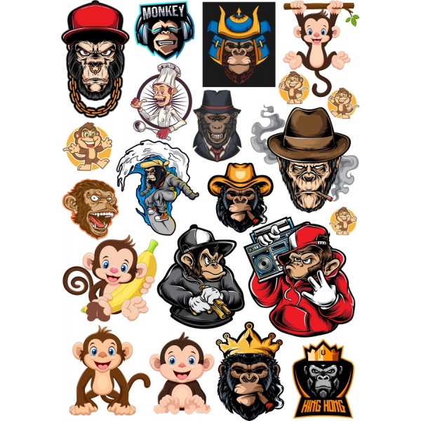 Monkey Madness Vektor Klipart Balík