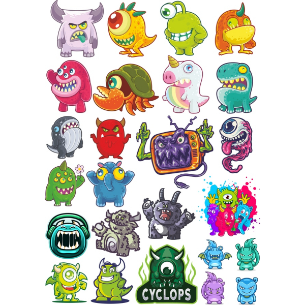 Skrímsli Brjálæði Clipart Búnt Skrímsli Brjálæði Clipart Búnt