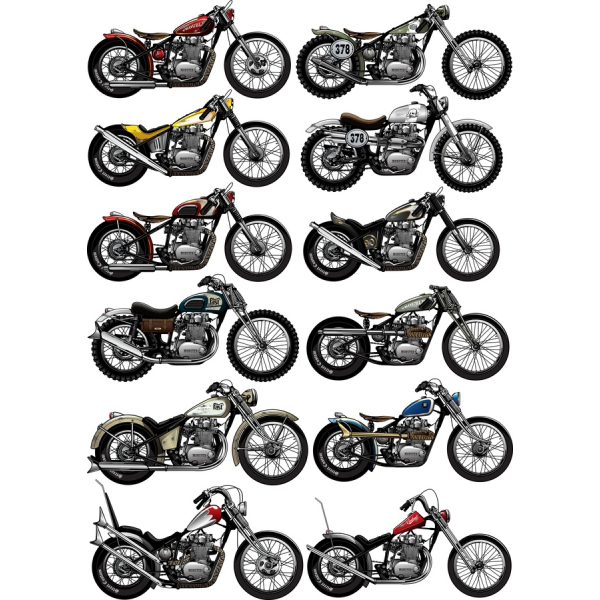 Vintage Motorcycle Vector Clipart Bundle