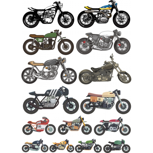Motocykl Vektor Klipart Sada Motocykl Vektor Klipart Sada