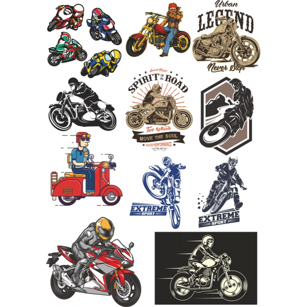 Mootorratta Hullus Pilte Set - Vektori Illustratsioonid Liit Mootorratta Hullus Pilte Set - Vektori Illustratsioonid Liit