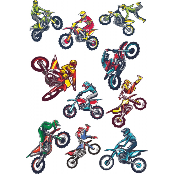 Motocross Vektor Clipart Sæt - Dynamisk Motorcykel Stunt Illustrationer Motocross Vektor Clipart Sæt - Dynamisk Motorcykel Stunt Illustrationer