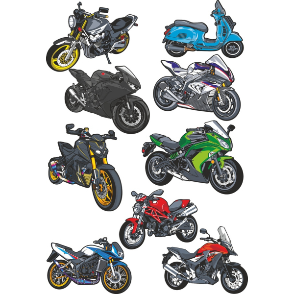 Motociklu Vektoru Klipkopām Komplektā - 9 Unikālas Ilustrācijas Motociklu Vektoru Klipkopām Komplektā - 9 Unikālas Ilustrācijas