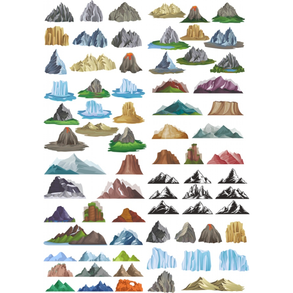 Majestic Mountain Vector Clipart Set Majestic Mountain Vector Clipart Set