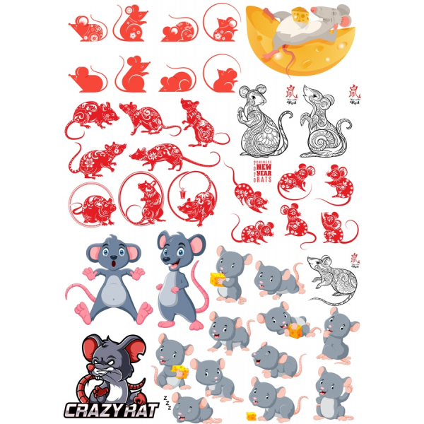 Fou de Rat Vecteur Clipart Ensemble pour le Nouvel An Chinois Fou de Rat Vecteur Clipart Ensemble pour le Nouvel An Chinois