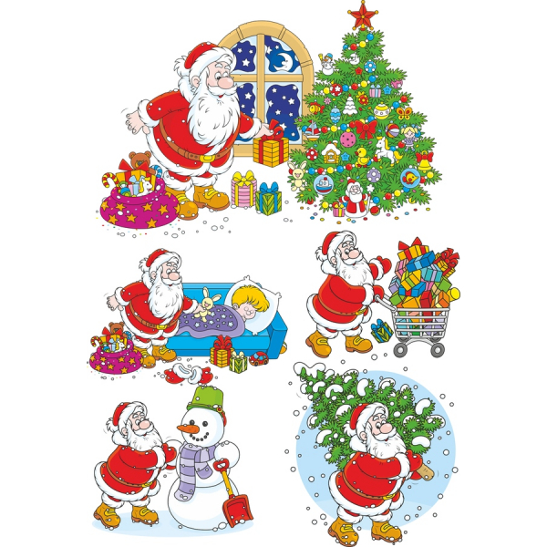 คริสต์มาสเว็กเตอ Clipart ตั้งค่า-Joyful ซานต้า Illustrations