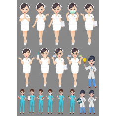  Nurse Clipart Set