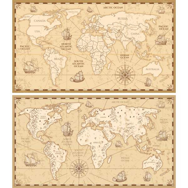 Vintage Mappa Del Mondo Vettoriale Illustrazioni Di Esplorare E Creare Vintage Mappa Del Mondo Vettoriale Illustrazioni Di Esplorare E Creare