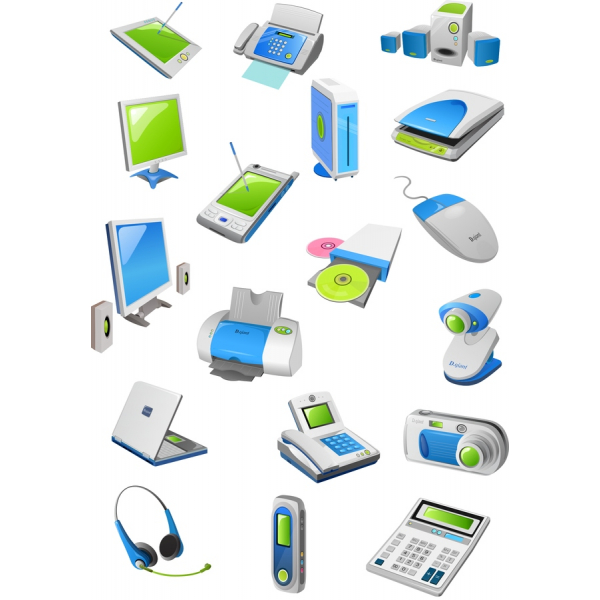 Modern Office Equipment Vector Clipart Set Modern Office Equipment Vector Clipart Set