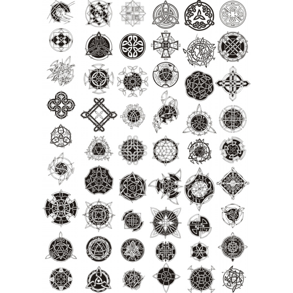 Complicate Alb și Negru Vector Clipart Colectie Complicate Alb și Negru Vector Clipart Colectie