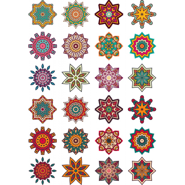 Mandala &amp; Star Pattern Vettoriale Clipart Set - 20 Disegni Unici