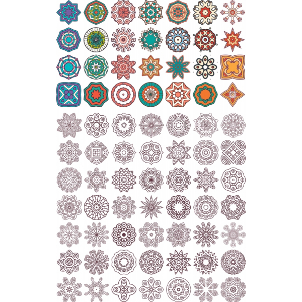 Mandala Glückseligkeit Vektor-Illustration Gesetzt Mandala Glückseligkeit Vektor-Illustration Gesetzt