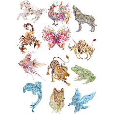 Intricate ฝูงสัตว์-ที่มีสีสรร