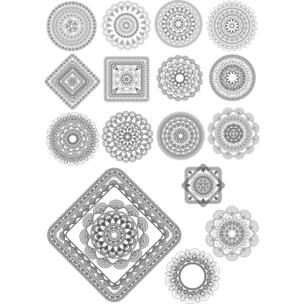 Black and White Mandala Vector Illustrations Set Black and White Mandala Vector Illustrations Set
