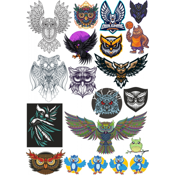 Sove i Ptica Vektor Clipart Snop Sove i Ptica Vektor Clipart Snop