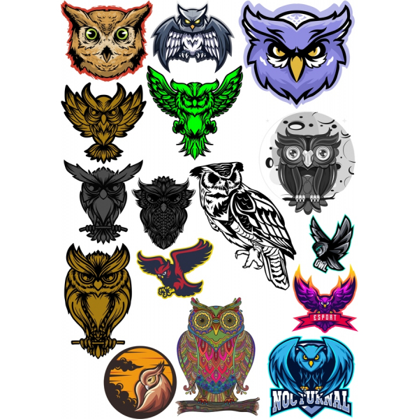 Sova Vektor Clipart Snop - Jedinstven Dizajn za Kreativne Projekata