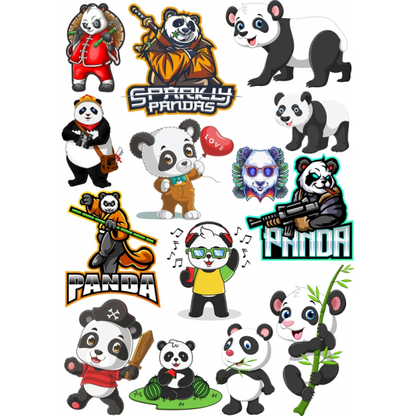 Sparky Pandas Vector Clipart Bundle