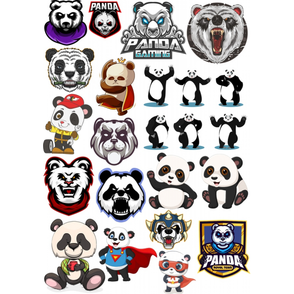 پاندا Vector Clipart, Collection - SVG و PNG بسته نرم افزاری