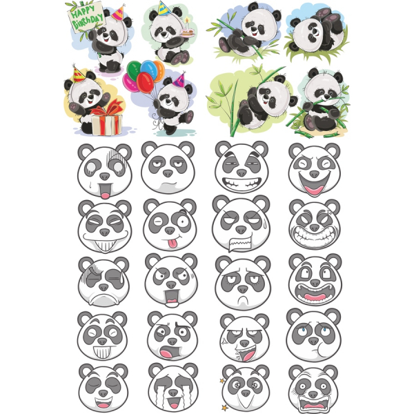Panda Partie Clipart Set - Adorables Illustrations Vectorielles Panda Partie Clipart Set - Adorables Illustrations Vectorielles