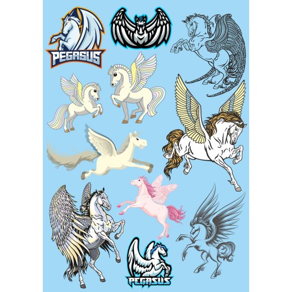 Mythische Pegasus-Vektor-Clipart-Set Mythische Pegasus-Vektor-Clipart-Set