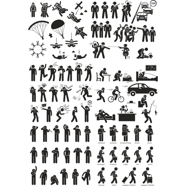 Dynamic Action Stick Figures Vector Set Dynamic Action Stick Figures Vector Set