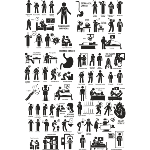 Egészségügyi Tudatosság Vektor Clipart Szett Egészségügyi Tudatosság Vektor Clipart Szett