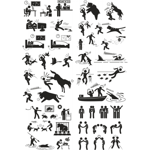 Vtipný Panáček Clipart Bundle - Jedinečné Vektorové Ilustrace