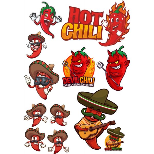 Chili Pfeffer Vektor-Illustrationen-Bundle