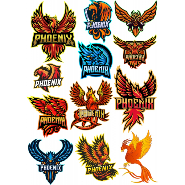 Phoenix Vektor-Clipart-Set - 12 Einzigartige Designs Phoenix Vektor-Clipart-Set - 12 Einzigartige Designs
