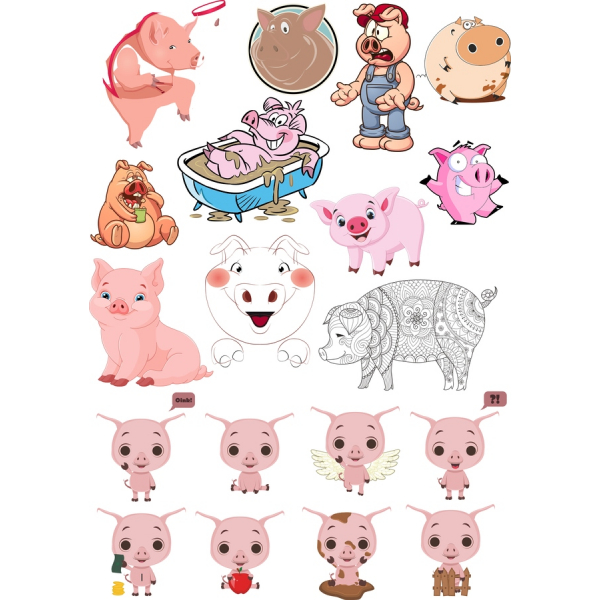 Maiale Vettoriale Clipart Bundle Maiale Vettoriale Clipart Bundle