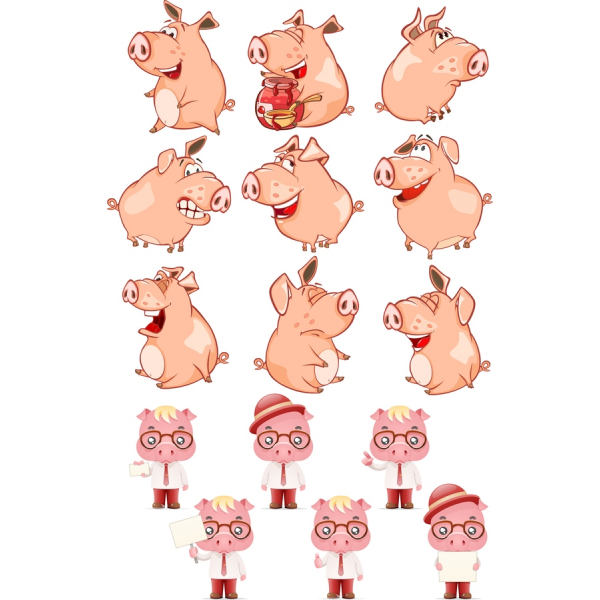 Koleksi Clipart Babi yang Lucu-Ilustrasi Vektor yang Aneh Koleksi Clipart Babi yang Lucu-Ilustrasi Vektor yang Aneh