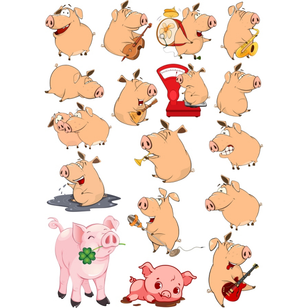Piggie رژه وکتور کلیپ آرت مجموعه کارتون شایان ستایش خوک Piggie رژه وکتور کلیپ آرت مجموعه کارتون شایان ستایش خوک