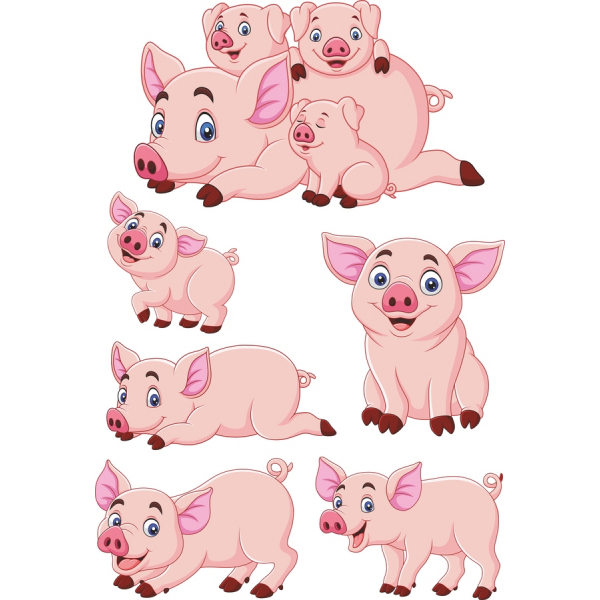 หมูครอบครัวเว็กเตอ Clipart ตั้งค่า-น่ารักจัง SVG Illustrations สำหรับคุณต้องการ