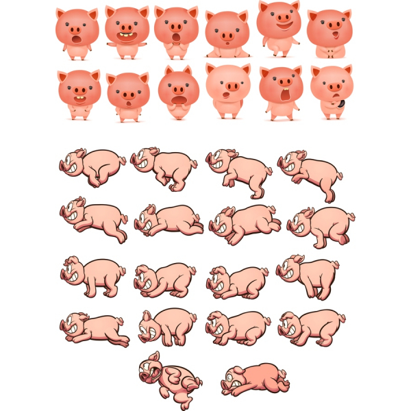 Piggy Clipart Collection - Entzückende Vektor-Illustrationen